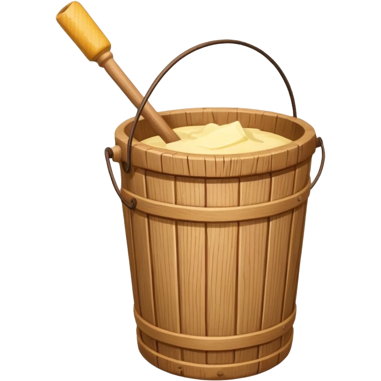 Create a wooden butter churn bucket with stick showing  emoji