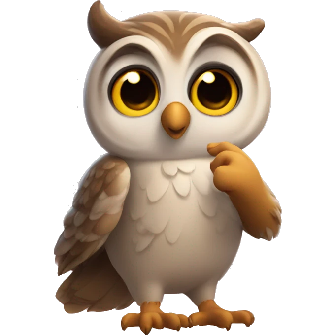 Owl sending kisses by hand emoji