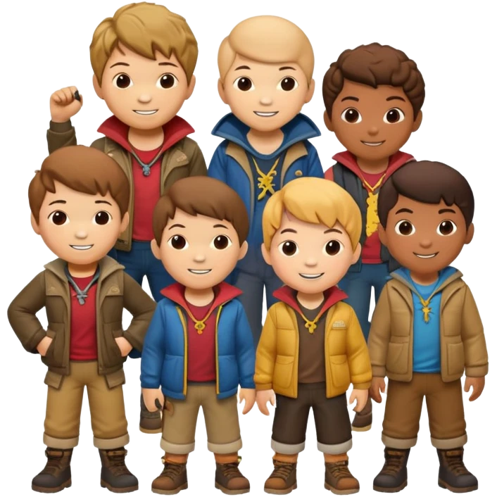 The Goonies group of kids, adventure movie characters emoji