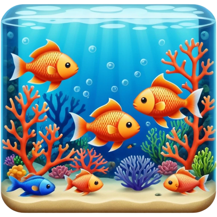 aquarium vintage with fish and coral inside emoji