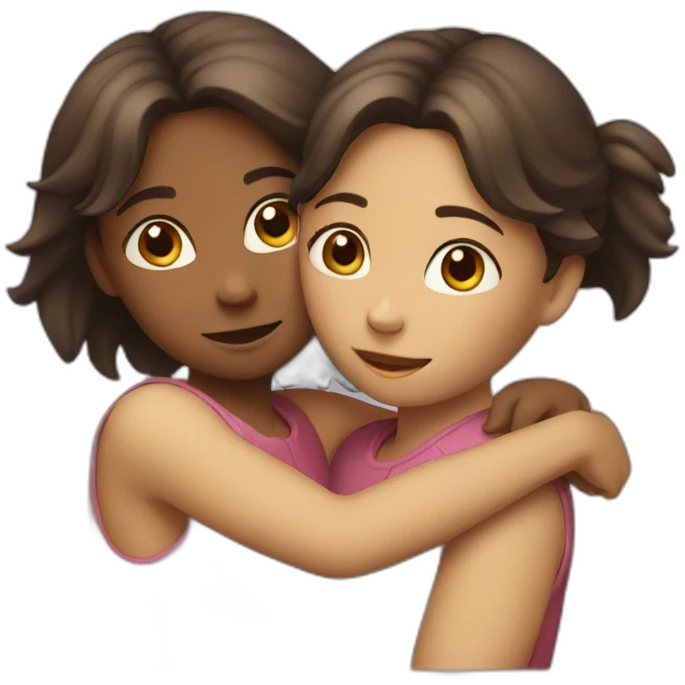 two girls hugging each other emoji