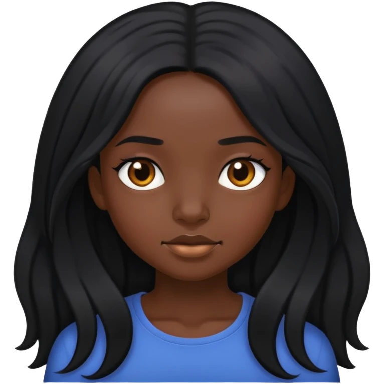 Skincare black girl long hair black emoji
