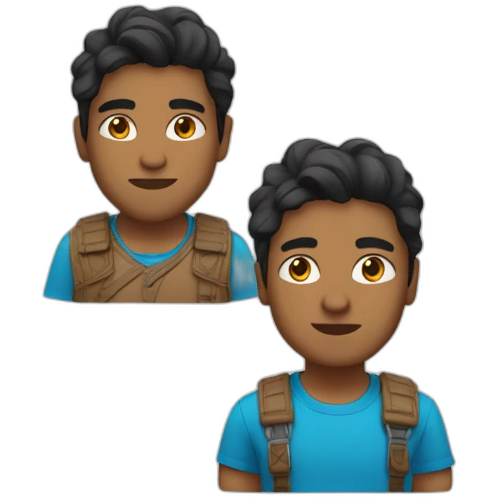 indian with light brown skin blue shirt and black slightly wavy hair emoji