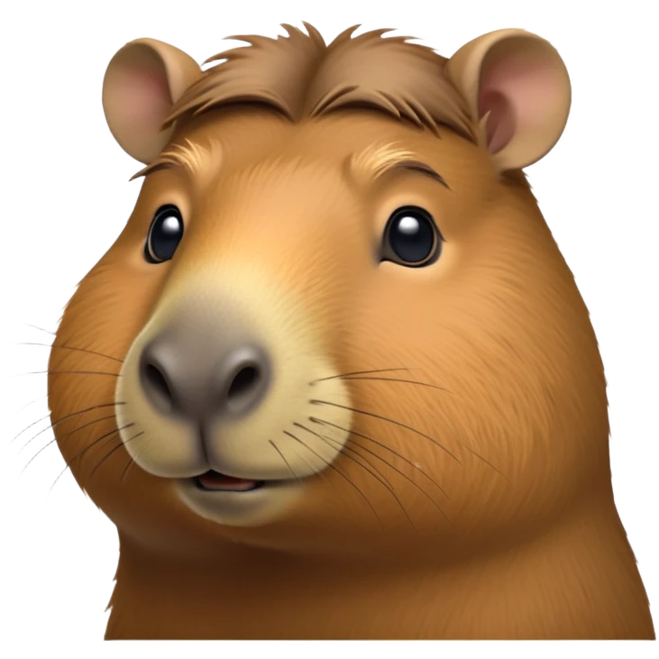 cinematic-noble-capybara-portrait-emoji,-poised-and-serene,-with-a-robust,-rounded-build-covered-in-soft,-earthy-fur-and-gentle,-wise-eyes,-simplified-yet-sharp-and-sophisticated-features,-highly-detailed,-glowing-with-a-warm,-natural-glow -simplified-yet-realistic head tilted confidently staring at the camera in a comical way emoji