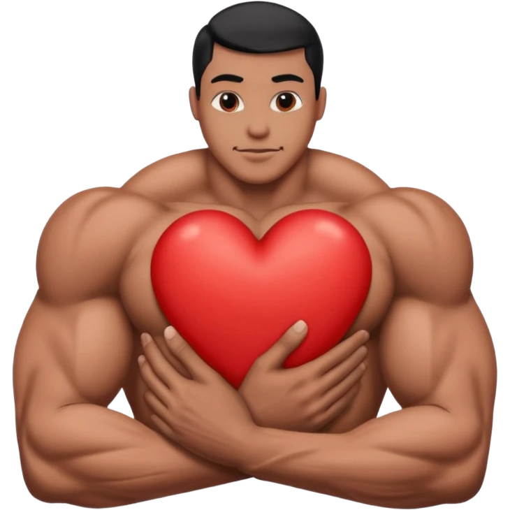 Un brazo abrazando un corazón emoji
