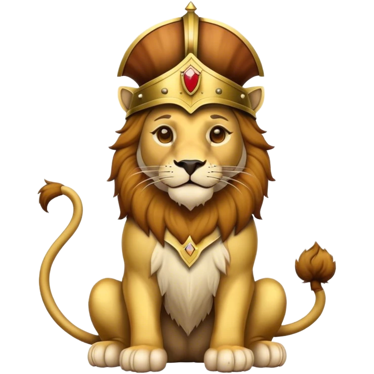 sitting lion with medieval helmet emoji