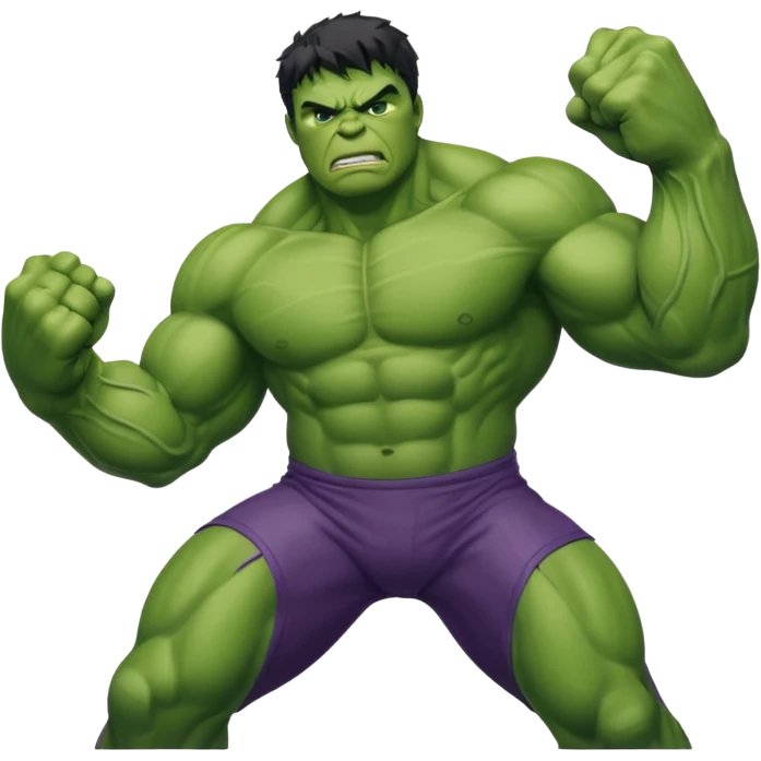Hulk, smashing pose green superhero emoji