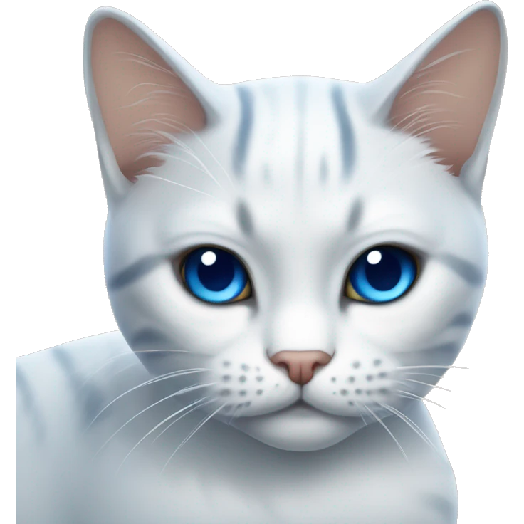Gato blanco  grisáceo con ojos azules emoji