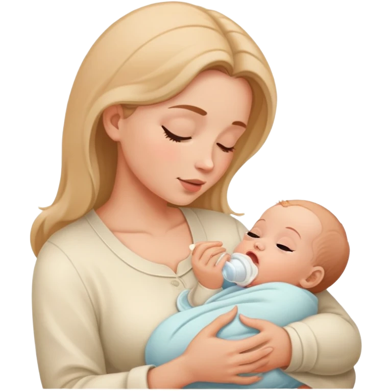 Mother feeding newborn baby, nurturing moment emoji