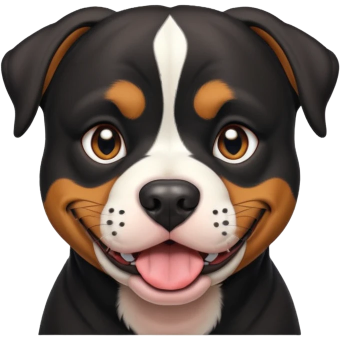 Pitt bull rottweiler white muzzle with black spots tongue out emoji