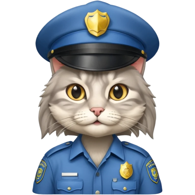 grey long-haired cat police emoji