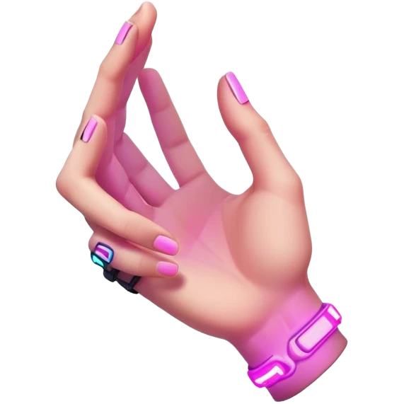 Neon cyberpunk style 
male hand holding female emoji