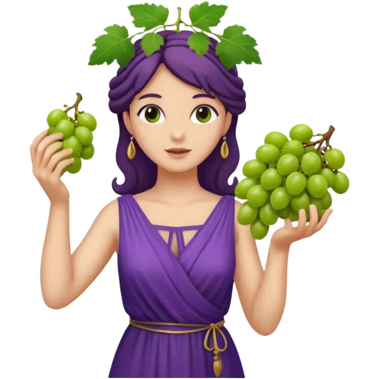purple dress ancient greek woman  with grape emoji