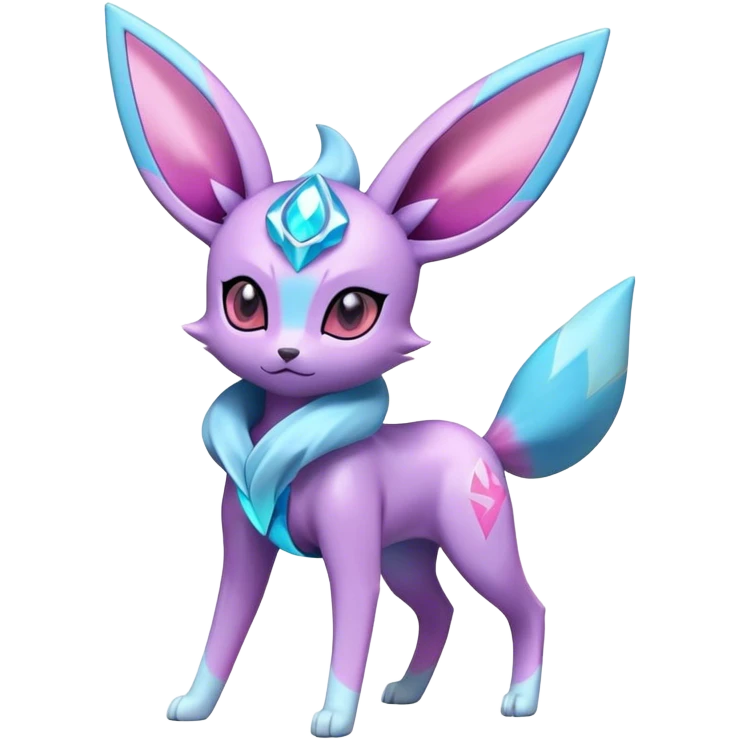 Shiny futuristic Glaceon-Espeon-Sylveon-Umbreon-hybrid, full body emoji