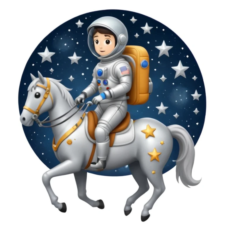 astronaut on horseback with stars in background emoji