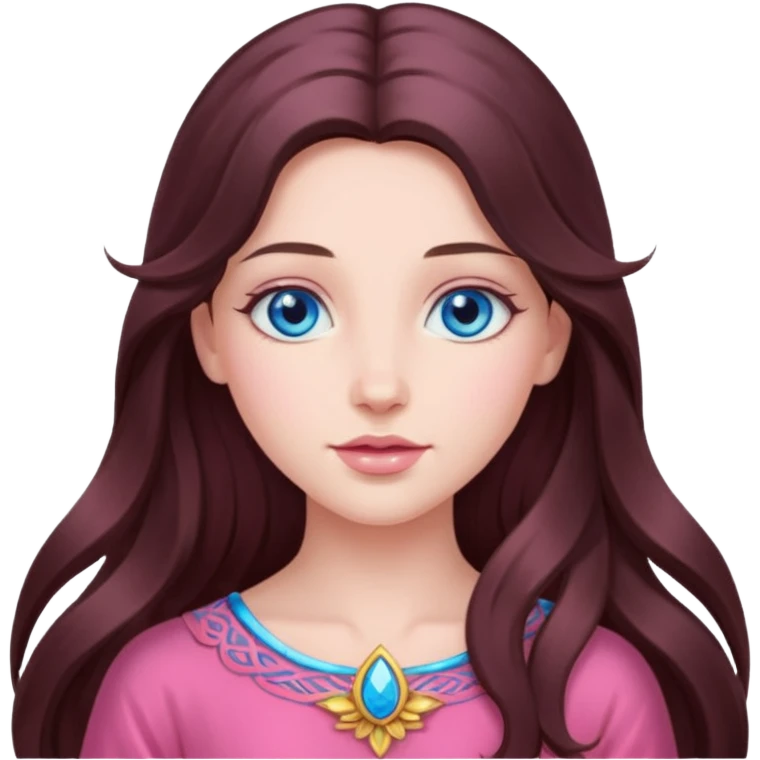 Spring pink goddess long brunette hair blue eyes emoji