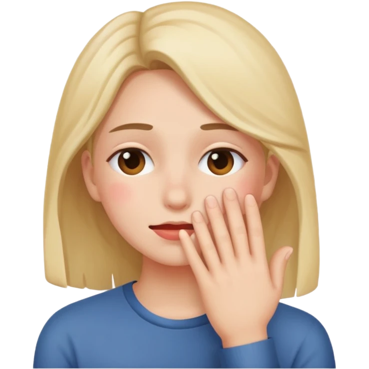 blushing covering face with hand emoji
