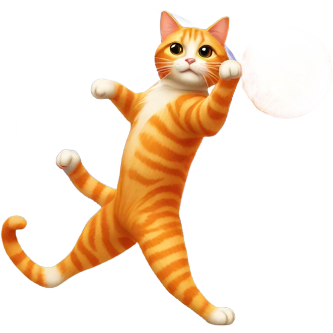 Orange cat dancing with the disco ball emoji