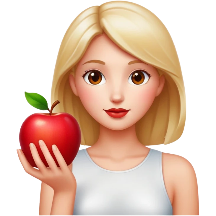 Eve holding an apple emoji