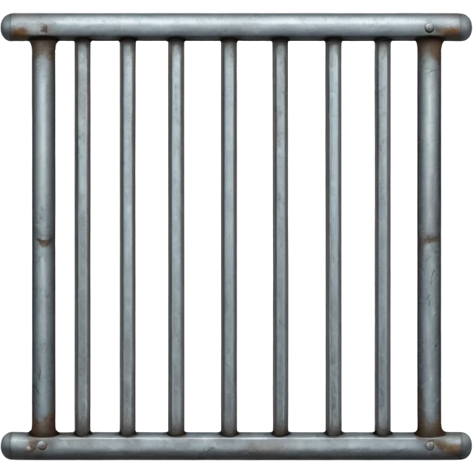 iron bars, silver text emoji