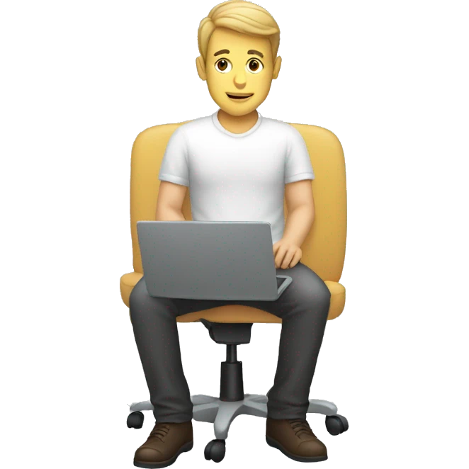 white man Sitting in front of a pc emoji