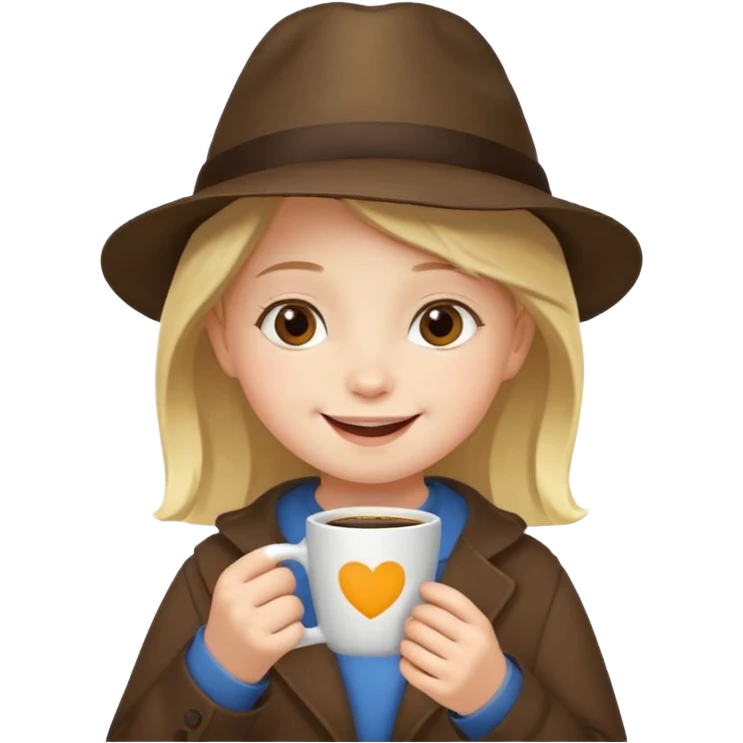 child drinking coffee with hat emoji