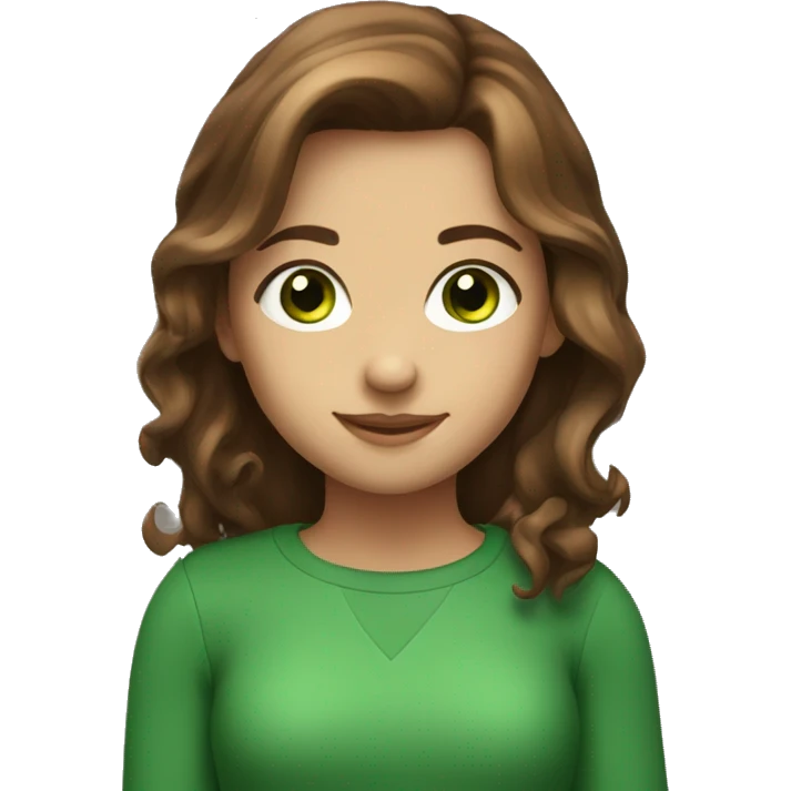 A girl whit brown hair and green eyes how smile but roll her eyes  emoji