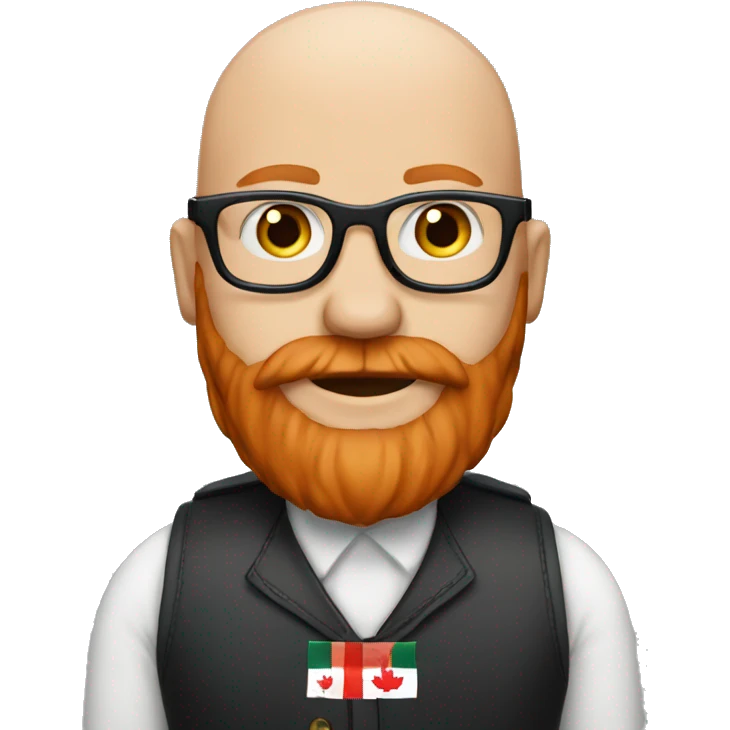 A bald man with a red beard, glasses and a Canadian flag emoji