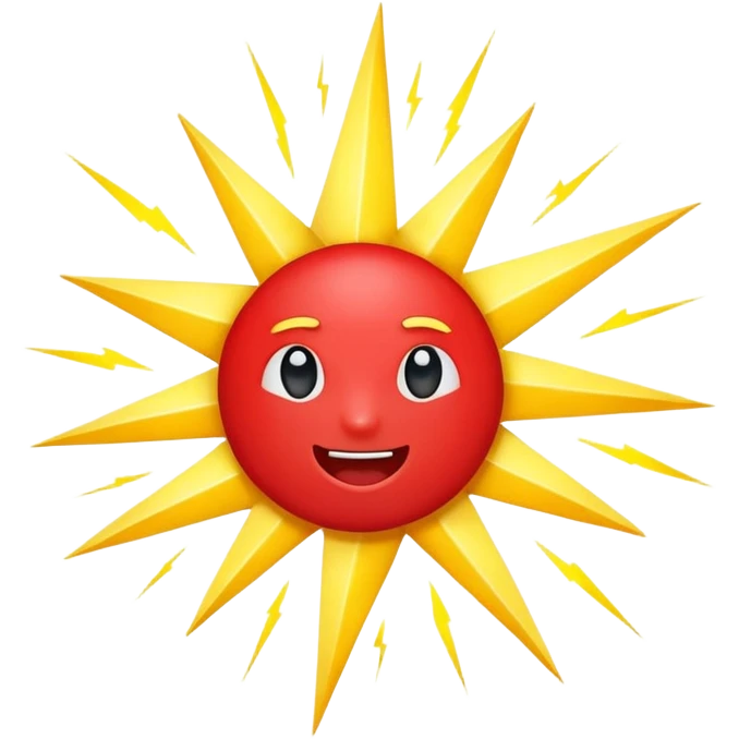 Rayos, electricidad, centellas con expresiones de alegría color rojo emoji