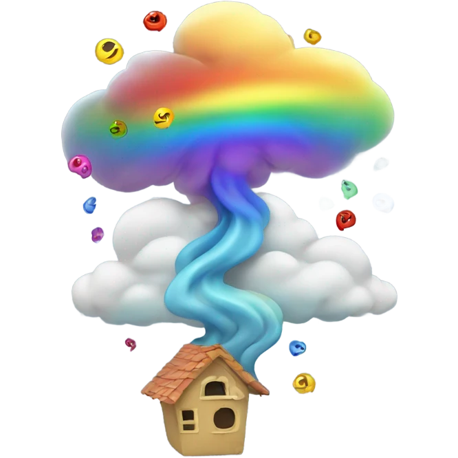 Tornado with little colorful rainbows flying over  emoji
