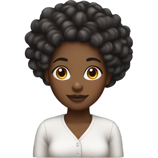 Black girl, curly bun hair emoji
