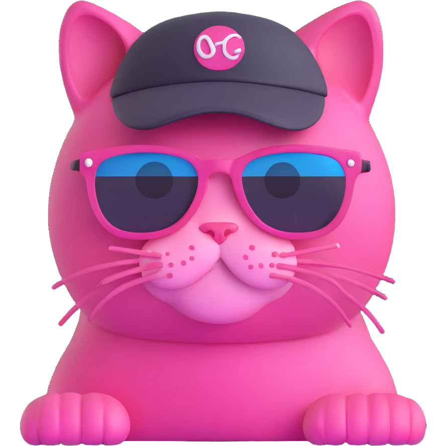 pink cat wearing sunglasses and hat emoji