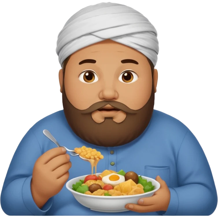 fat muslim man eating food emoji