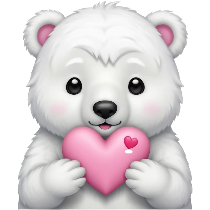 Oso Polar blanco corazón rosa kawaii cute emoji