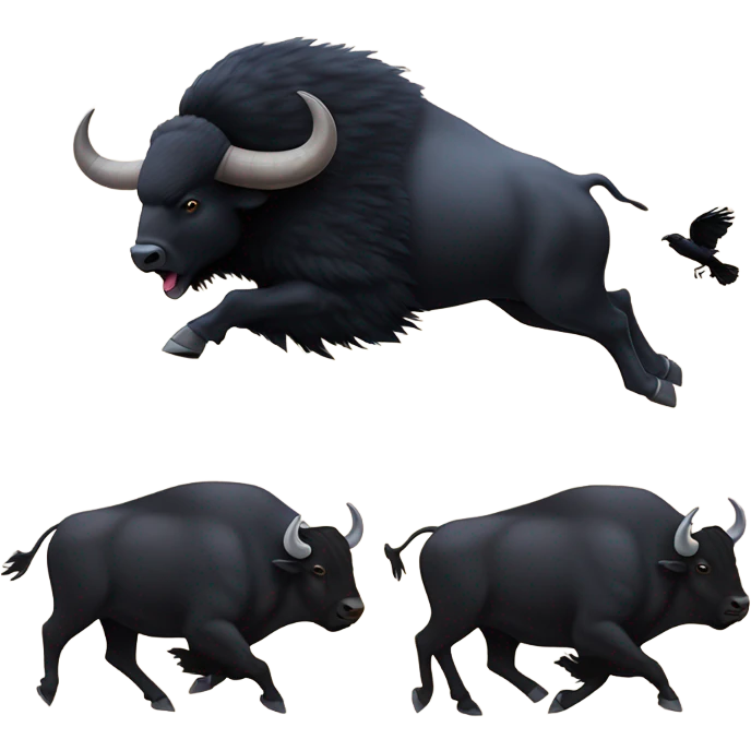 Buffalo chasing raven  emoji