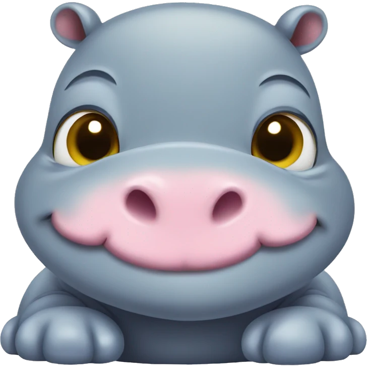 Cute baby hippo smiling emoji
