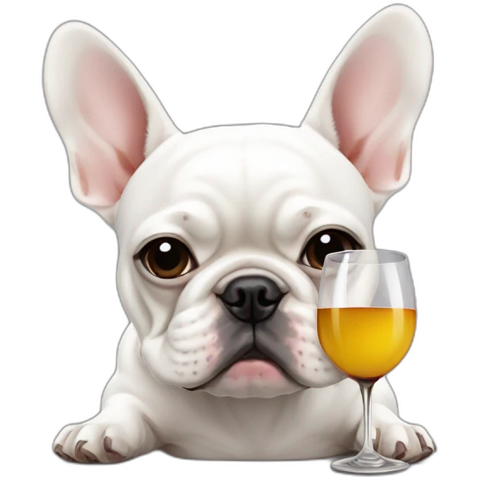 depressed-white FRENCH BULLDOG drinking-wine emoji