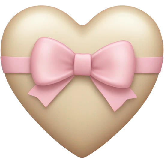 A light beige coloured heart with a light pink bow wrapping it emoji
