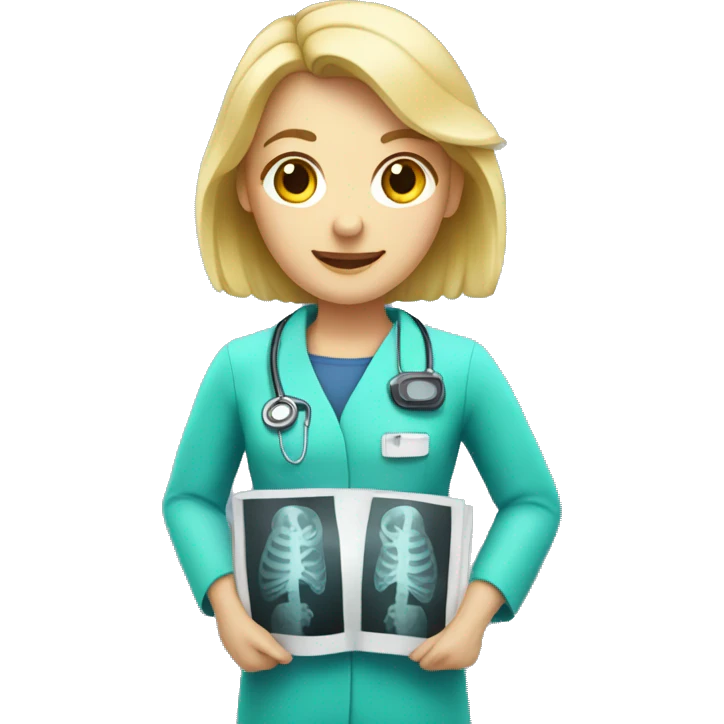 Blonde radiographer with X-ray  emoji
