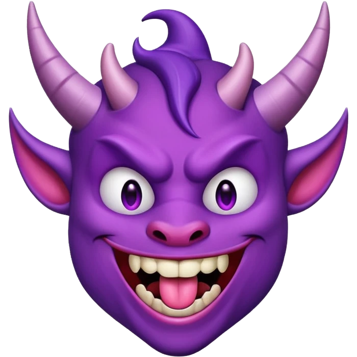 Purple devil with horns smiling with tongue out emoji