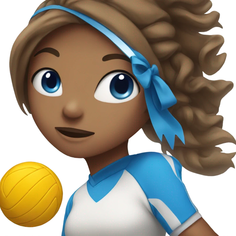 Girl with blue eyes and brown hair hitting volleyball  emoji