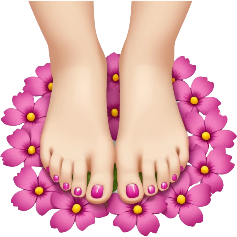 feet with flower petals, pedicure emoji