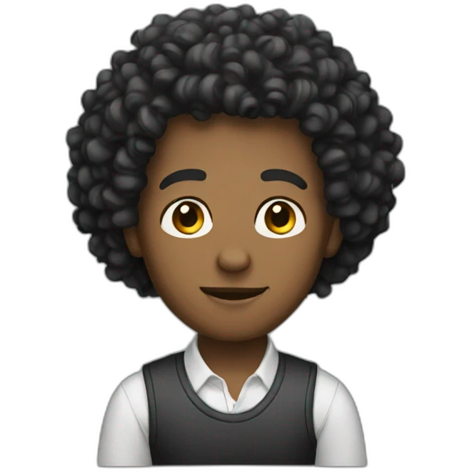 A man with a curly hair black emoji