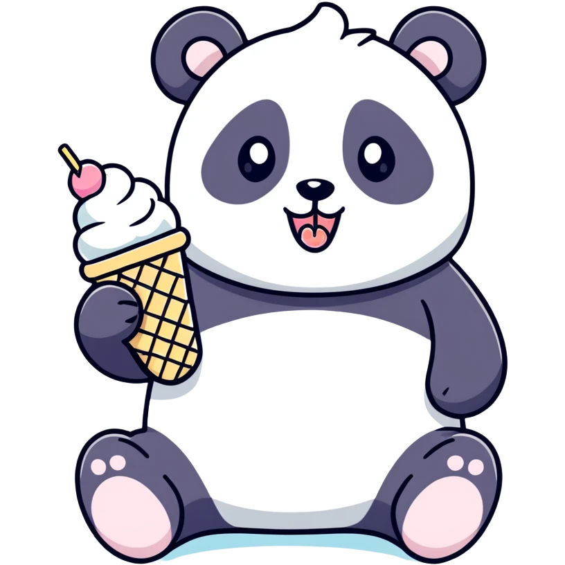 Panda eating ice cream emoji