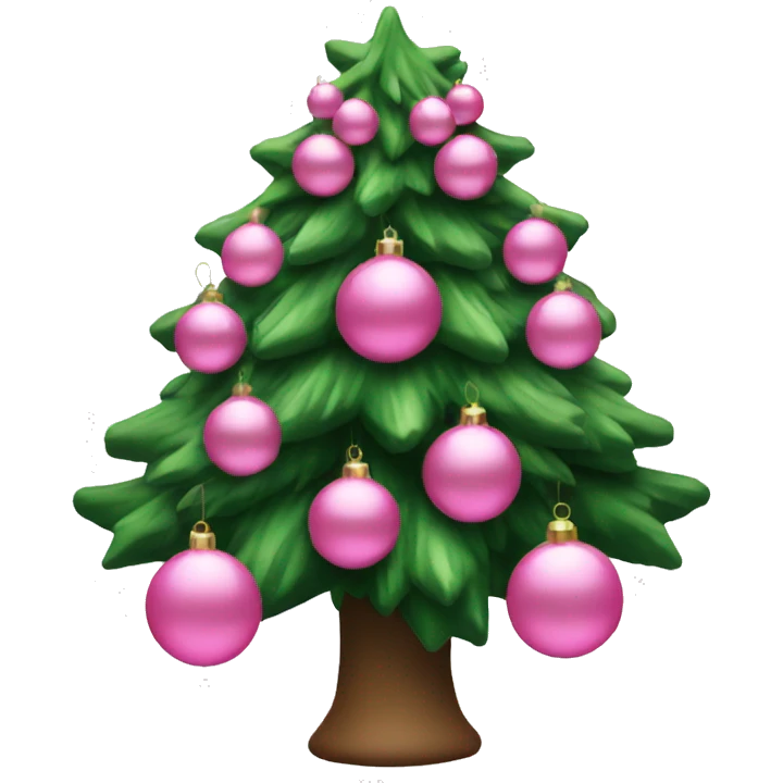 christmas tree with pink ornaments emoji