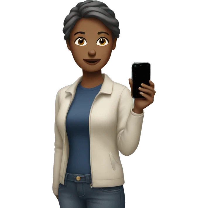 Woman with iphone emoji