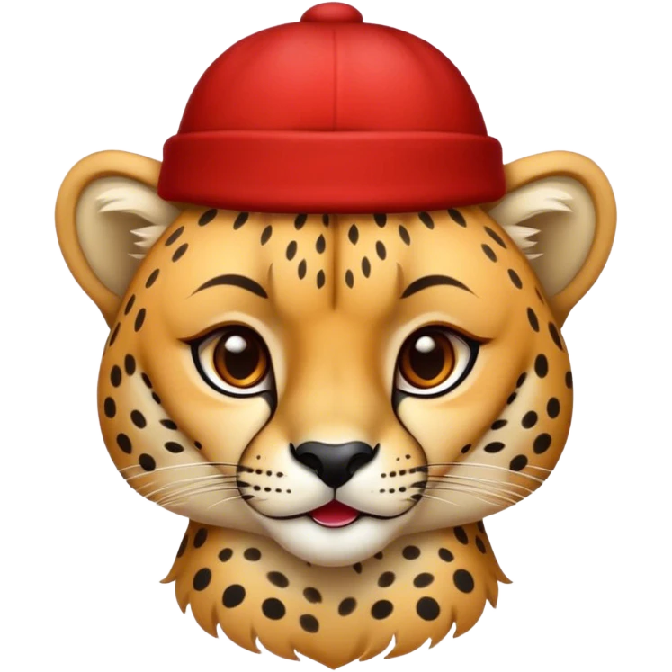 cheetah wearing a red hat emoji