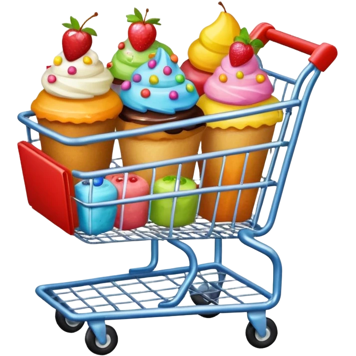 shopping cart with desserts emoji