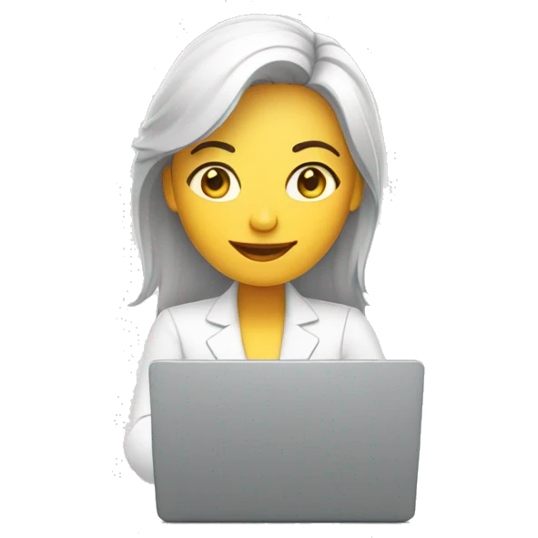 Una mujer blanca trabando en la laptop sobre edicion de video emoji