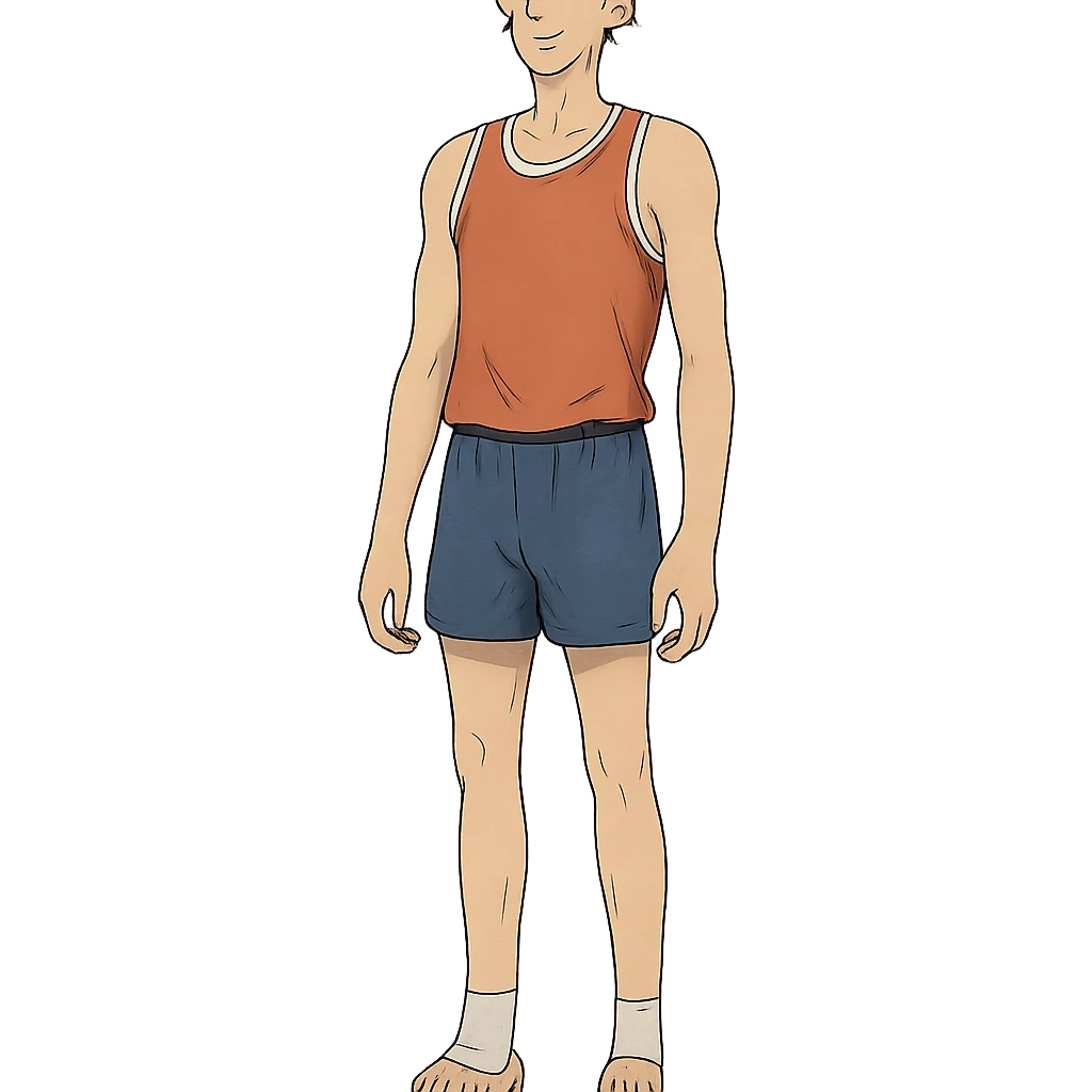 ghibli style tall athlete standing, no background emoji